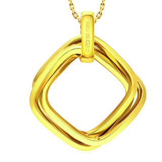 CHOW TAI FOOK 周大福 17916系列 CE63555 方形双环22K黄金钻石项链 0.02克拉 2.11g