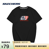 SKECHERS 斯凯奇 Skechers斯凯奇春夏新款字母LOGO针织短袖圆领运动T恤男女同款情侣款L121U173