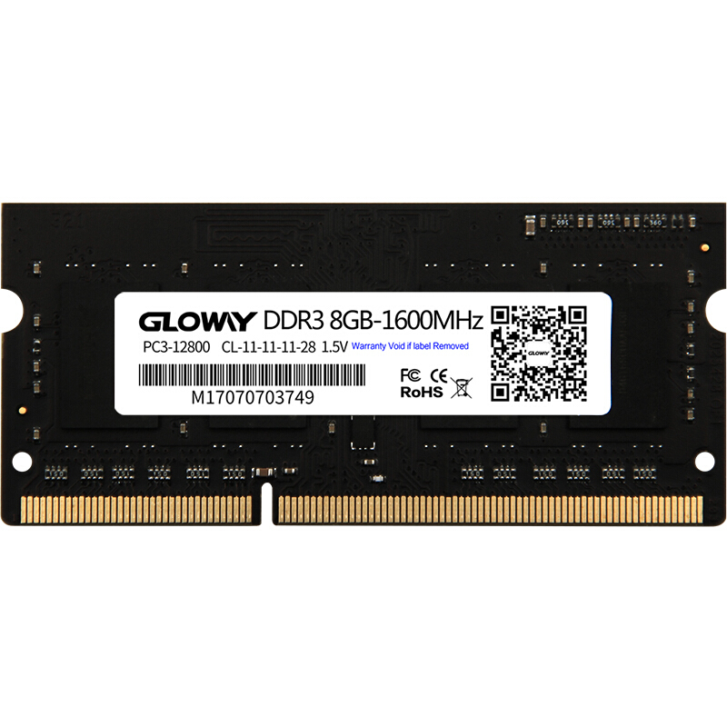 GLOWAY 光威 战将系列 DDR3L 1600MHz 笔记本内存 普条 黑色 8GB