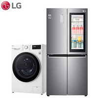 LG 冰洗套装10.5KG蒸汽除菌变频滚筒洗衣机+530L敲一敲对开门冰箱FCY10Y4W+F521S71