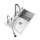 PLUS会员：VAMA 厨房智能台控不锈钢水槽+黑色抽拉龙头 750*450cm