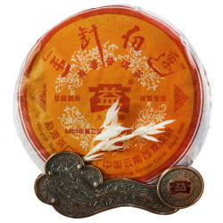 taetea大益普洱茶熟茶2005年金针白莲普饼250g饼