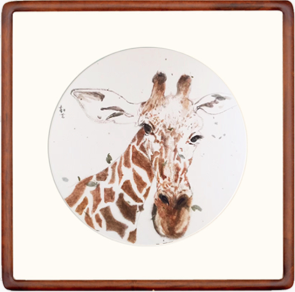 Artmorn 墨斗鱼艺术熊烨烨长颈鹿国画水墨画 秋 33x33cm 18年传统简约餐厅艺术品多少钱 什么值得买