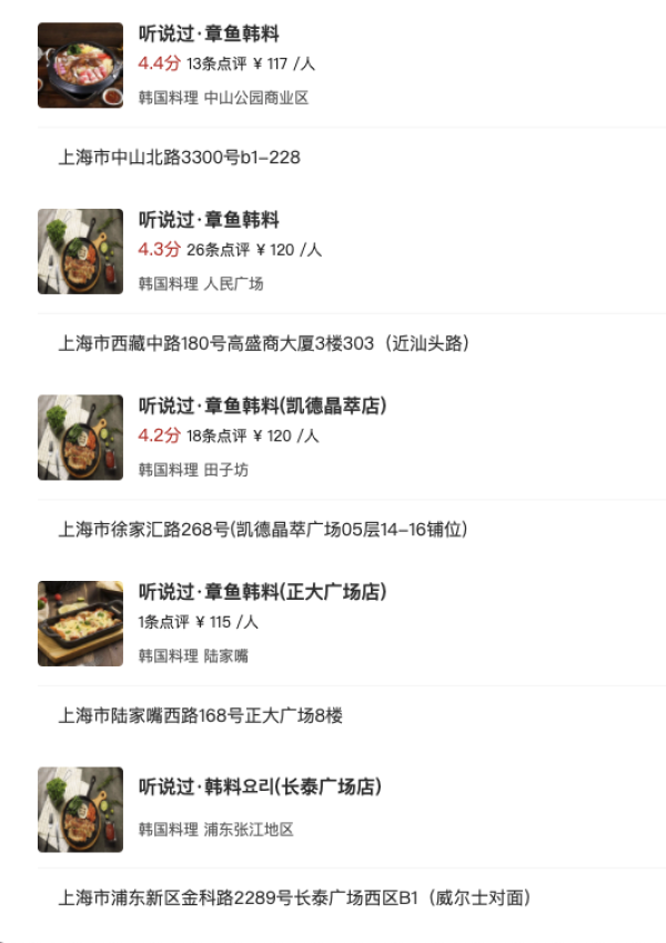 韩剧同款!听说过·章鱼韩料上海6店通用 2-3人套餐