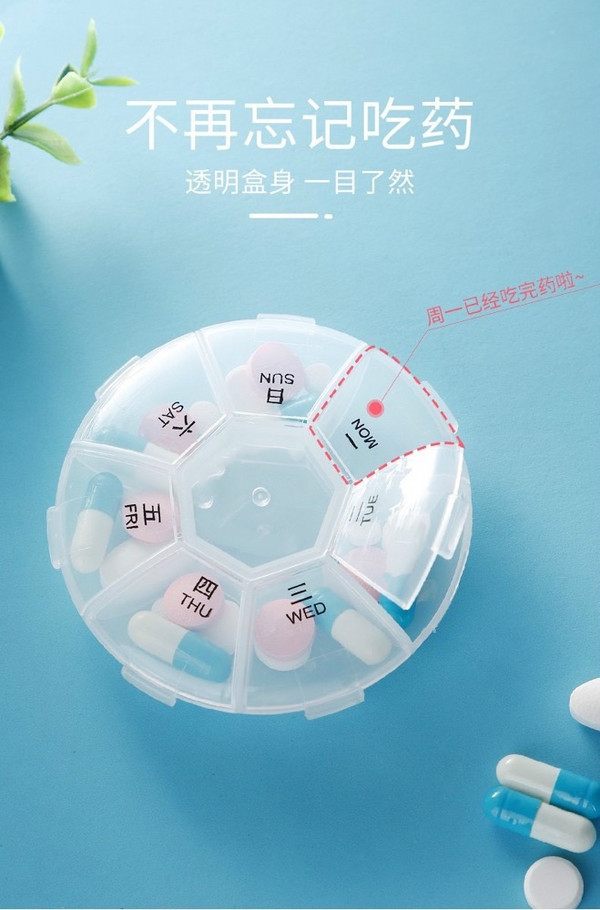 plus会员mengni梦妮分药盒一周7格药盒老人吃药旅行随身放药片