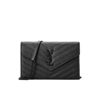 SAINT LAURENT 圣罗兰 女士皮质单肩包 393953OW081000 黑色 小号