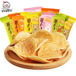 plus会员阿婆家的休闲零食小包薯片四口味混合6包