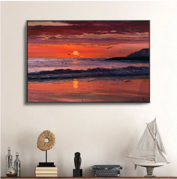 artmorn 墨斗鱼艺术 纪钧译《夕阳》40×60cm 办公室挂画 客厅装饰画