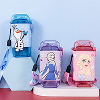 Disney 迪士尼 儿童水杯夏季杯子小学生上学专用防漏方形便携背带吸管水壶