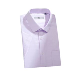 HLA 海澜之家 男士短袖衬衫 HNCBD2Q019A 浅紫花纹 38