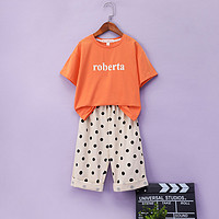 Roberta di Camerino 诺贝达 女童套装夏季中大童休闲两件套2021新款波点短袖t恤儿童套装