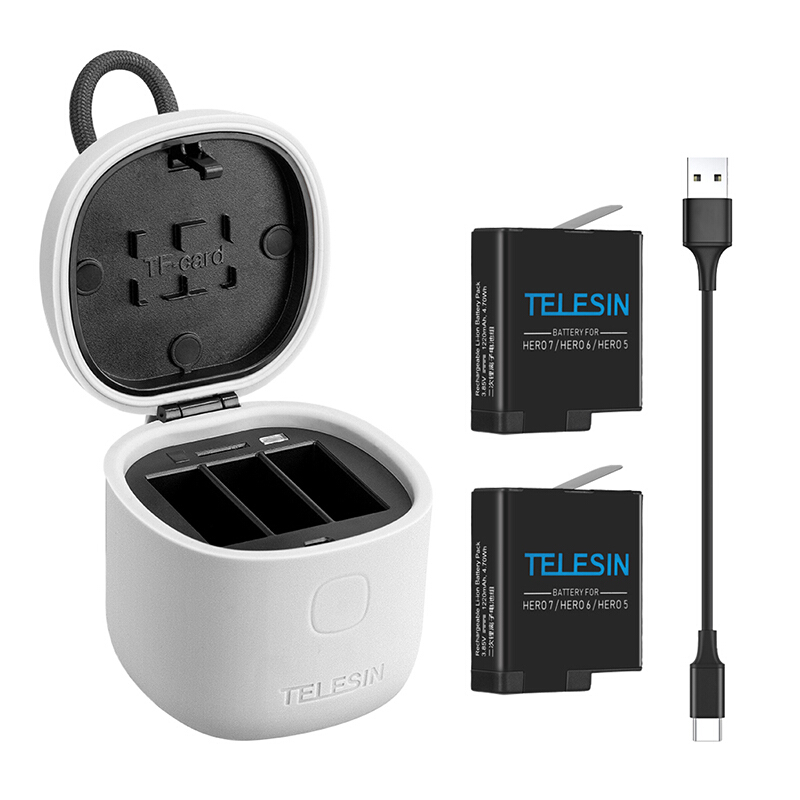 TELESIN AllinBox GoPro8电池充电器 两电一充电池套装