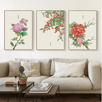 海龙红 冯霏 植物花语系列《牡丹》43×60cm 日式文艺小清新 装饰画