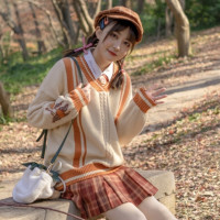 御茶家 jk制服 柿柿顺心 长袖毛衣套头衫