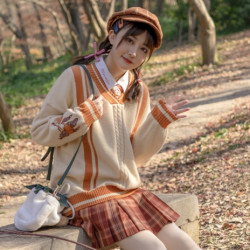 御茶家 jk制服 柿柿顺心 长袖毛衣套头衫