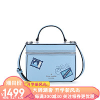 凯特·丝蓓（Kate Spade）KS奢侈品女士小号手提包立体图案方盒子包手拎包斜挎包女包 淡蓝色邮票图案 WKRO0359 421