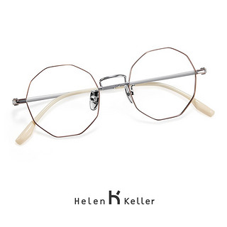 海伦凯勒近视眼睛圆脸多边形金丝镜2020新款韩版圆框近视眼镜女防蓝光时尚眼镜H9307 H9307C8金框