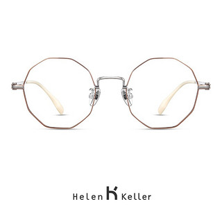 海伦凯勒近视眼睛圆脸多边形金丝镜2020新款韩版圆框近视眼镜女防蓝光时尚眼镜H9307 H9307C8金框