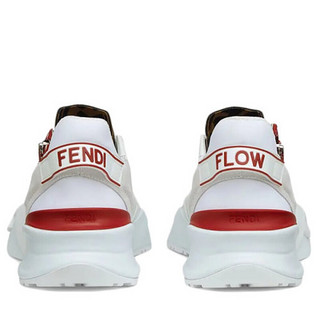 FENDI/芬迪 21年春夏新款 男士白色皮革和绒面革Fendi Flow字母低帮运动鞋 白色系7E1392AF5QF1DVV 英码6