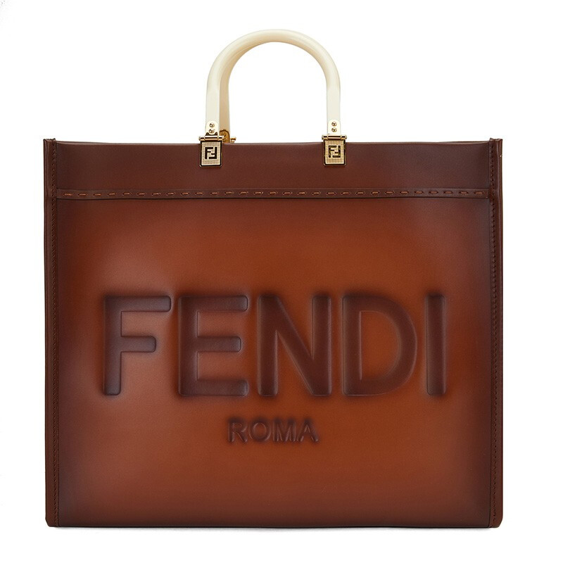 FENDI 芬迪 女士牛皮手提包 8BH372AF2GF0QVK 棕色 大号