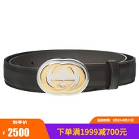 GUCCI古驰皮带男牛皮圆形GG板扣腰带598092 DT90X 1000 特卖 黑色 95