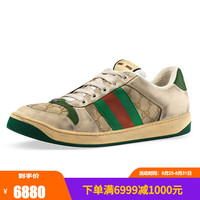 GUCCI古驰男鞋PVC配皮休闲运动平底脏脏鞋546551 9Y920 9666 棕色 40.5