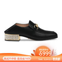 古驰 (GUCCI) 女鞋水晶马衔扣GG天鹅绒中跟鞋乐福鞋 黑色523097 D3V00 1000 35