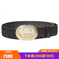 GUCCI古驰皮带男牛皮圆形GG板扣腰带598092 DT90X 1000 特卖 黑色 100