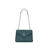 SAINT LAURENT 圣罗兰 LOULOU系列 MONOGRAM 女士牛皮革单肩包 494699DV7264413 汽油绿 小号