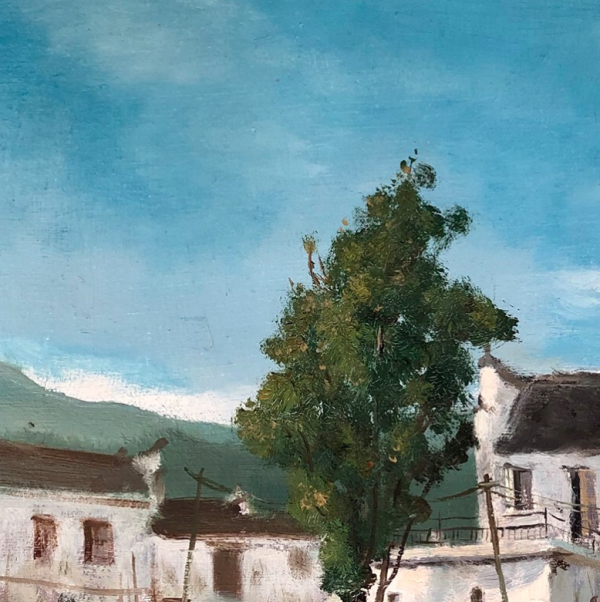 artmorn 墨斗鱼艺术 纪钧译 手绘乡村风景油画《婺源的清晨》40x50cm