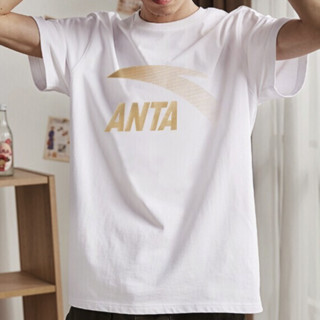 ANTA 安踏 男子运动T恤 95027131 白色/金标 L