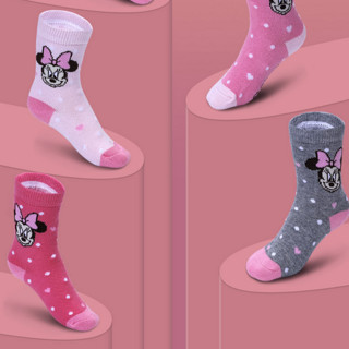 Disney 迪士尼 SM3618 儿童中筒袜 5双装 时尚波点米妮 16-18cm