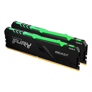 Kingston 金士顿 Fury系列 DDR4 3200MHz 台式机内存 灯条 黑色 RGB 16GB 8GBx2 HX432C16FB3AK2/16