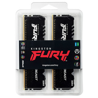 Kingston 金士顿 Fury系列 DDR4 3200MHz 台式机内存 灯条 黑色 RGB 16GB 8GBx2 HX432C16FB3AK2/16