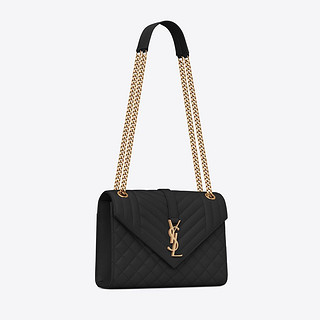 SAINT LAURENT 圣罗兰 ENVELOPE系列 女士牛皮革斜挎包 600185BOW911000 黑色 中号