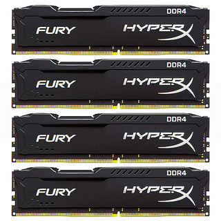 Kingston 金士顿 Fury系列 DDR4 2400MHz 台式机内存 马甲条 黑色 64GB 16GBx4 HX424C15FBK4/64