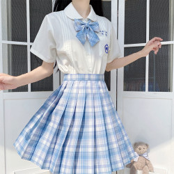 啦啦酱 海盐汽水 jk制服 蓝色裙格裙 JK037