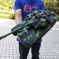 儿童玩具遥控车坦克玩具汽车2.4G对战男孩玩具坦克车军事仿真模型可充电越野汽车 墨绿色双电版