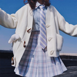 啦啦酱朝露jk制服百褶格裙