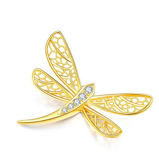 zocai佐卡伊d06991蜻蜓18k黄金钻石吊坠2分