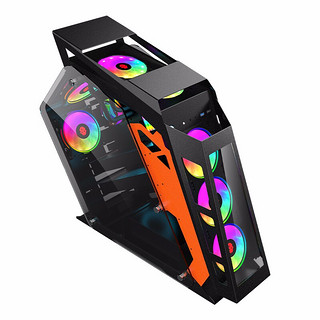 玩嘉 大咖 RGB ATX机箱 半侧透 黑橙色