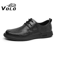 VOLO 犀牛（VOLO）男鞋商务休闲皮鞋手抓纹男士正装鞋子男 黑色系带286210631D 41