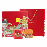 有券的上：采芝斋 广式 蛋黄莲蓉月饼 芝麻椒盐果仁 手工礼盒 450g