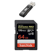 SanDisk 闪迪 SDSDXXY SD存储卡 64GB（UHS-I、V30、U3）+读卡器