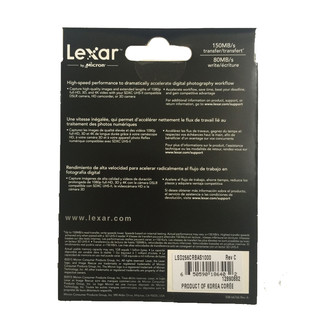 Lexar 雷克沙 1000X SD存储卡 256GB（UHS-II、U3）
