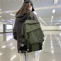 格尔顿书包男女款韩版原宿ulzzang背包 初高中大学生双肩包 牛津布大容量15.6英寸笔记本电脑包 绿色标准版(带猩猩挂件)
