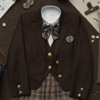 春日制服部 jk制服 檀野中 配套纯色西装外套 深棕色