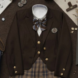 春日制服部 jk制服 檀野中 配套纯色西装外套 深棕色