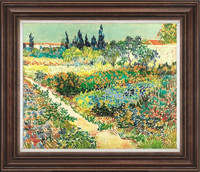 橙舍 梵高 抽象风景油画 原作版画《阿尔勒的花园》装裱60x70cm 油画布 古铜棕