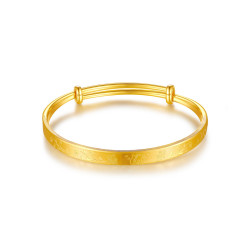 曼卡龙猫猫与心推拉黄金手镯女士足金999黄金空心手镯计价